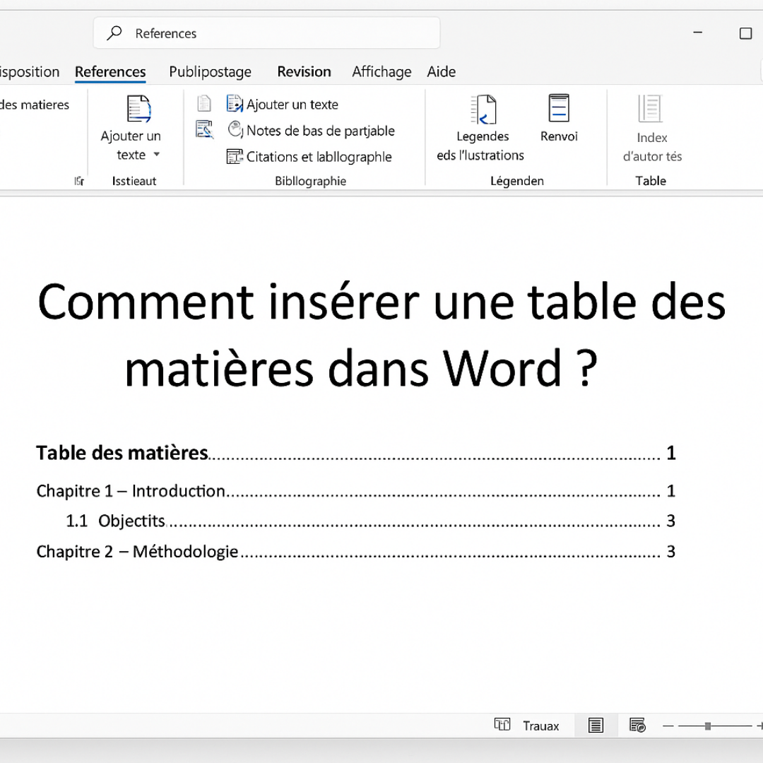 Comment insérer une table des matières dans Word ?